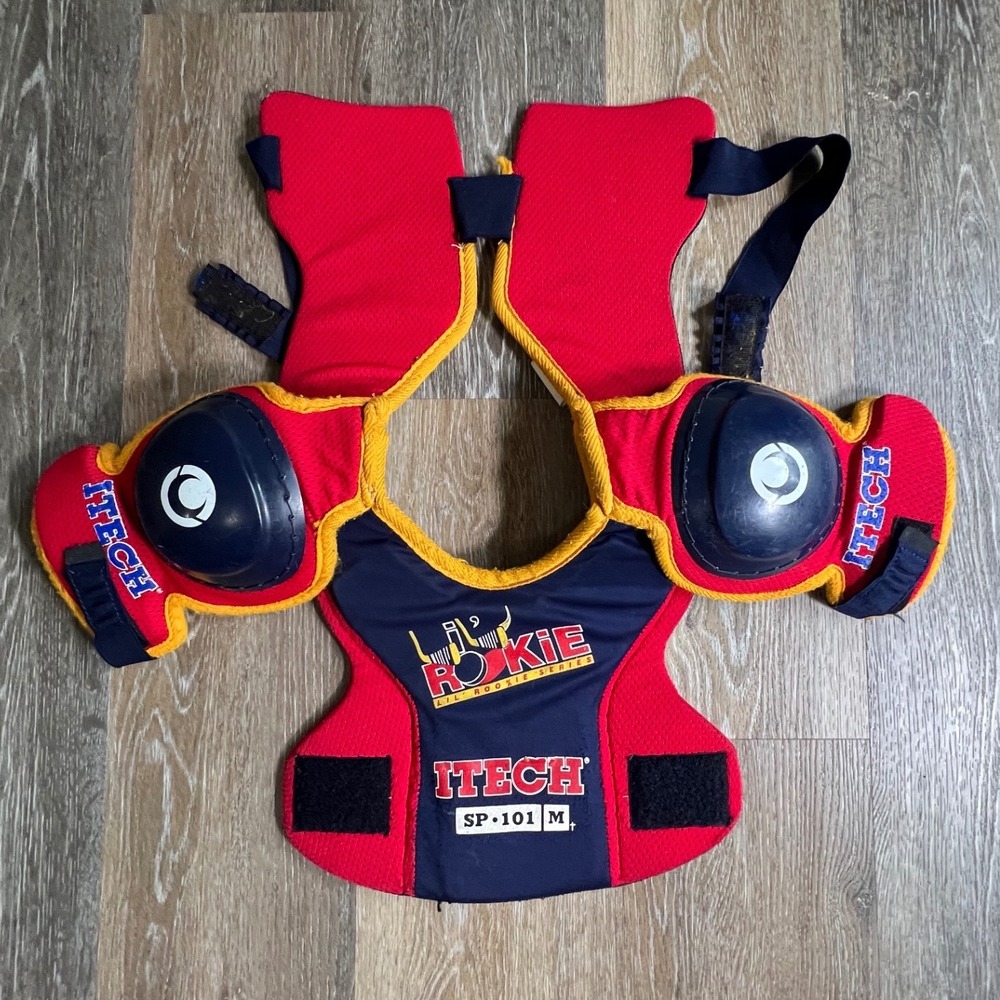 Itech Shoulder Pads Youth Medium Red Navy Lil Rookie Series SP-101 Protective